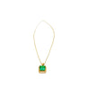 5.42 Carat Natural Emerald Pendant Necklace with Yellow Diamond Halo in 18k Gold