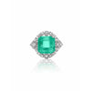 5.43 carat Colombian Emerald and Baguette Diamonds mounted in Platinum Ring