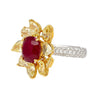 5.46 Carat Burma Ruby No Heat AGL Certified and Fancy Yellow Diamond Ring