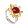 5.46 Carat Burma Ruby No Heat AGL Certified and Fancy Yellow Diamond Ring