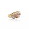 5.5 Carat Oval Kunzite & Diamond Channel 18K Gold Multi-Row Cocktail Ring