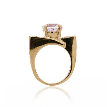 5.5 Carat Oval Kunzite & Diamond Channel 18K Gold Multi-Row Cocktail Ring – Assay Jewelers