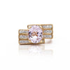 5.5 Carat Oval Kunzite & Diamond Channel 18K Gold Multi-Row Cocktail Ring