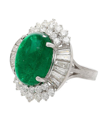 5.51 Carat Cabochon Cut Emerald & Diamond Platinum Ballerina Ring – Assay Jewelers