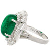 5.51 Carat Cabochon Cut Emerald & Diamond Platinum Ballerina Ring