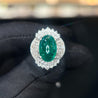 5.51 Carat Cabochon Cut Emerald & Diamond Platinum Ballerina Ring