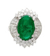 5.51 Carat Cabochon Cut Emerald & Diamond Platinum Ballerina Ring