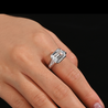 5.53 Carat Emerald Cut Lab Grown Diamond Half Bezel White Gold Ring