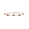 5.54 Carat Oval Cut Ruby and Diamond Tennis Bracelet in Two Tone 18K Gold