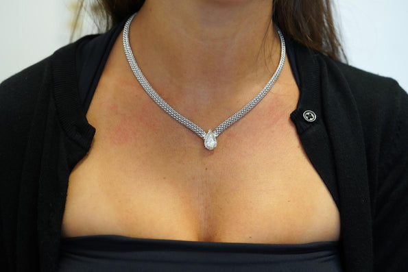 5.62 Carat Pear Diamond Solitaire Drop Pendant Necklace 18K White Gold