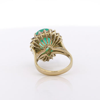 5.75 Carat Pear Cut Colombian Emerald Diamond Halo 18K Gold Emerald Ring – Assay Jewelers
