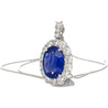 5.83 Carat Oval No Heat Sri Lanka Blue Sapphire & Diamond Pendant in Platinum