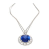 5.83 Carat Oval No Heat Sri Lanka Blue Sapphire & Diamond Pendant in Platinum