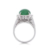 5.87 Carat Grade A Jadeite Jade & Diamond Platinum 3 Stone Ring