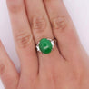 5.87 Carat Grade A Jadeite Jade & Diamond Platinum 3 Stone Ring