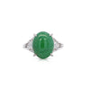 5.87 Carat Grade A Jadeite Jade & Diamond Platinum 3 Stone Ring