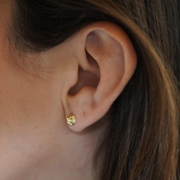 5mm Half Sphere Ball 14K Gold Diamond Cut Studs