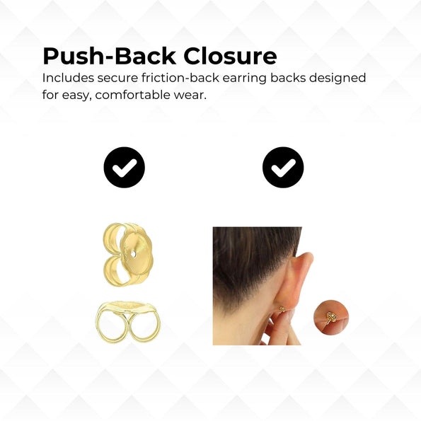 5mm Half Sphere Ball 14K Gold Diamond Cut Studs