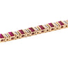 6 Carat Baguette-Cut Ruby & Diamond 14K Gold Link Bracelet