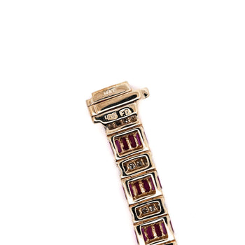 6 Carat Baguette-Cut Ruby & Diamond 14K Gold Link Bracelet – Assay Jewelers