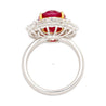 6.39 Carat Vivid Red "Pigeons Blood" Oval Cut Burma Ruby and Diamond Ring