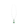 6.42 Carat Oval Emerald Drop & Diamond Halo Pendant Necklace