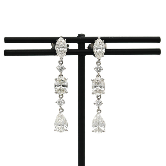 6.5 Carat Multi Shape Diamond Marquise-Oval-Pear Linear Drop Earring