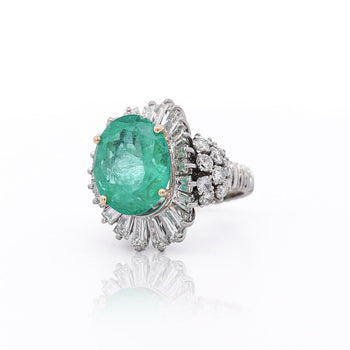 6.8 Carat Oval Cut Colombian Emerald and Diamond Platinum Ring – Assay Jewelers