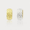6mm Diamond Cut Reversible 14K Yellow To White Gold Huggie Hoop Earrings