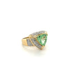 7 Carat Trilliant Cut Watermelon Green Tourmaline with Diamond Sides in 18K Gold 2 Tone Ring