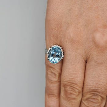 7.15 Carat Oval Aquamarine & Diamond Floral Filigree Platinum Ring – Assay Jewelers