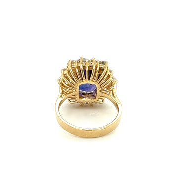 7.15 Carat Oval Cut Blue Sapphire & Diamond Halo Ring in 14K Yellow Gold – Assay Jewelers