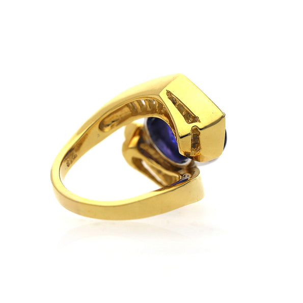 7.18 Carat Color Change Sapphire & Diamond 18K Bypass Ring