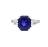 7.19 Carat Color Changing No Heat Ceylon Sapphire and Diamond Ring