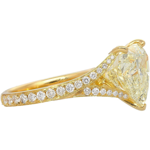 7.29 Carat Heart Shape K Color I1 Clarity Diamond 18K Vintage Engagement Ring