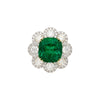 Bague en diamant avec émeraude colombienne de 7,60 carats certifiée GRS, Coussin taille, huile mineure