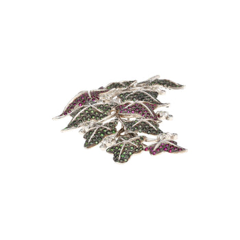 7.8 CTTW Green Tsavorite, Pink Sapphire and Diamond Leafy Vine Brooch – Assay Jewelers