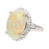 7.86 Carat Natural White Opal and Diamond Halo Platinum Ring