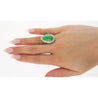 7.88 Carat Jade and Diamond Halo Ring in 18k White Gold