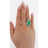 7.88 Carat Jade and Diamond Halo Ring in 18k White Gold