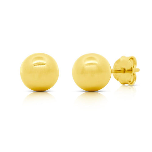 7mm Classic 14K Solid Gold Ball Stud Earrings