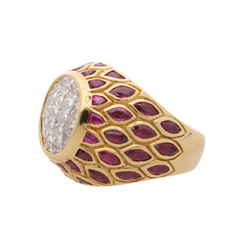 8.25 Carat Oval Burma Ruby Marquise Princess Diamond in 18K Gold Statement Ring – Assay Jewelers