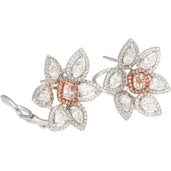 8.7 Carat Natural Pink Diamond & Diamond Floral Stud Earrings – Assay Jewelers
