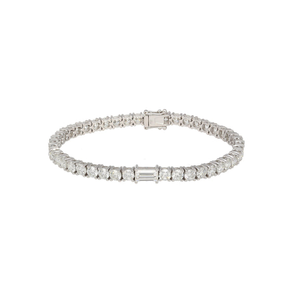 9-5 Carat Round & Emerald Cut Center Lab Diamond Tennis Bracelet in 18K