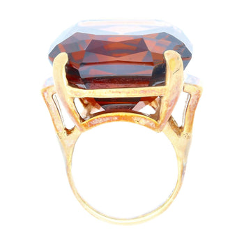 98.96 Carat Emerald Cut Citrine in 14K Yellow Gold Retro Ring – Assay Jewelers