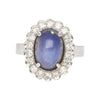 9.07 Carat Blue Star Sapphire & Diamond Halo Ring in 18K White Gold