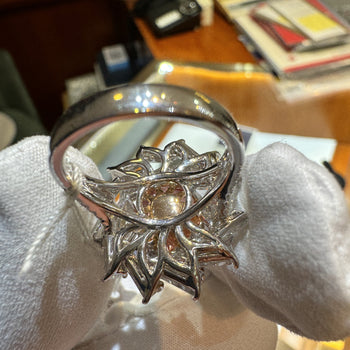 9.10 Carat Ceylon No Heat Padparadscha Pinkish Orange Sapphire and Diamond Ring – Assay Jewelers