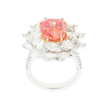 9.10 Carat Ceylon No Heat Padparadscha Pinkish Orange Sapphire and Diamond Ring – Assay Jewelers