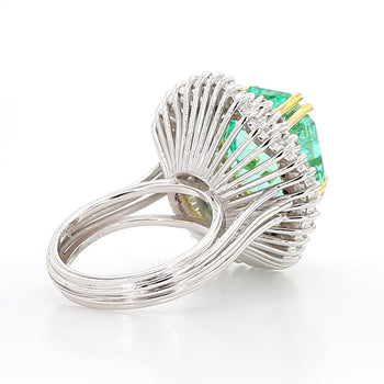 9.17 Carat Octagon Chivor Emerald & Diamond Palladium Ballerina Ring – Assay Jewelers