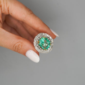 9.17 Carat Octagon Chivor Emerald & Diamond Palladium Ballerina Ring – Assay Jewelers